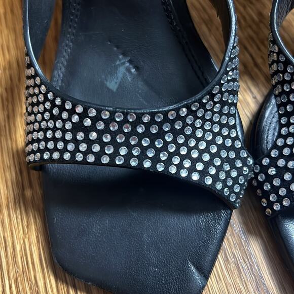 Black Suede Studio Charlie Sandal Crystal Embellished Black Size 36 - Picture 2 of 7